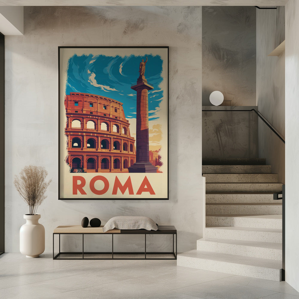 Roma Vintage Travel Poster