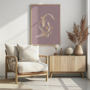 Canvas Art Print Pink gold koi fish 2