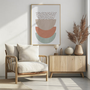 Art Prints of Orange and Green Shapes 1