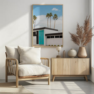 Art Prints of Turquoise Blue Doors on a Modern Home