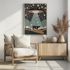 Art Prints of UFO & cow