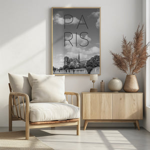 Art Prints of PARIS Cathedral Notre-Dame | Text & Skyline
