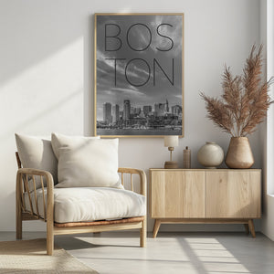Art Prints of BOSTON Skyline Financial District & North End | Text & Skyline