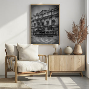 Art Prints of MILAN Teatro alla Scala & Tram - monochrome