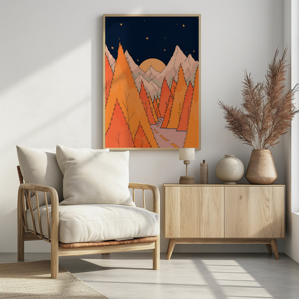 The orange forest road