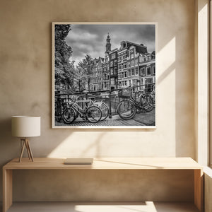 Art Prints of AMSTERDAM Flower Canal black & white