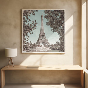 Art Prints of PARIS Eiffel Tower & River Seine | urban vintage style