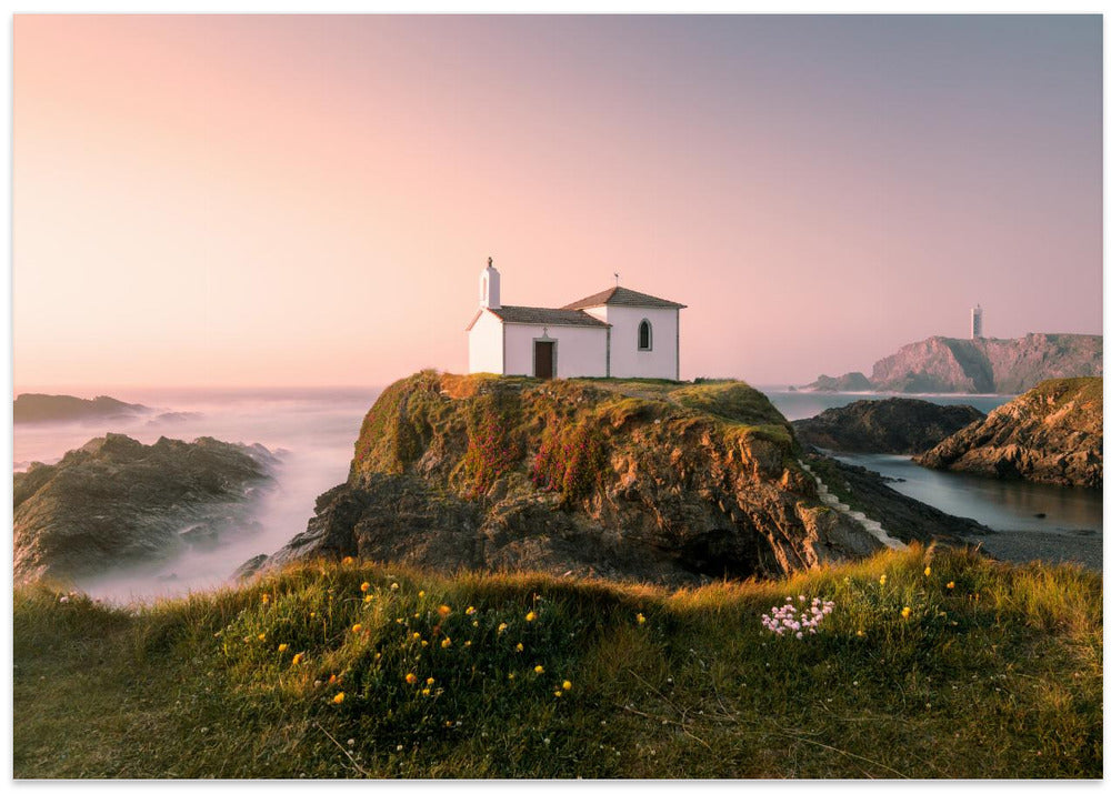 Hermitage on the top of a cliff,Galicia,Spain.