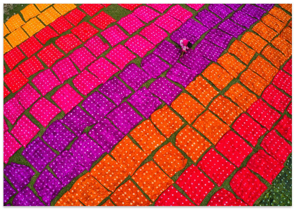 Drying colorful cloth
