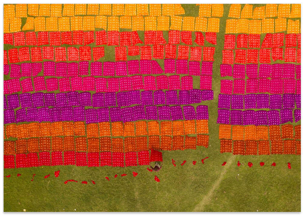 Multicolored cloths drying