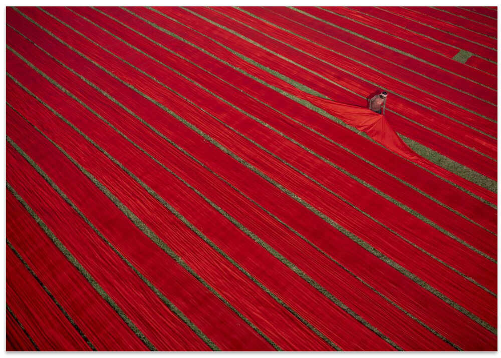 Drying clothes in the fields