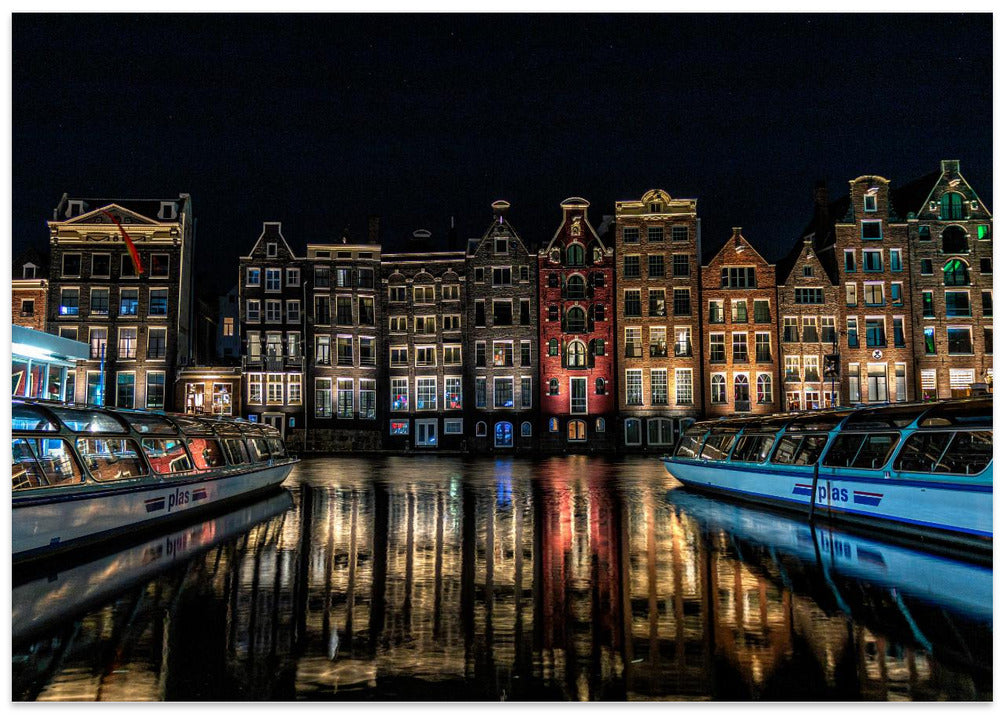Art Prints of "Dancing Houses" on the Damrak Canal in Amsterdam