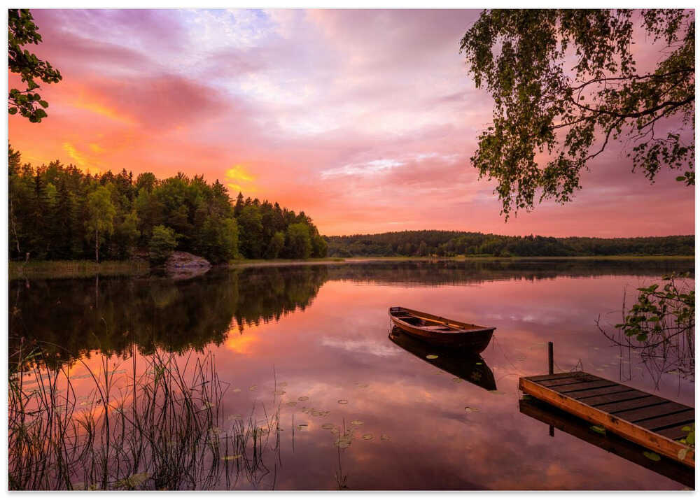 Colorful lake in sunset