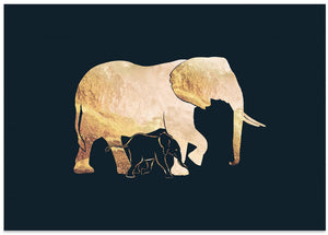 Canvas Art Print Black gold elephants 2