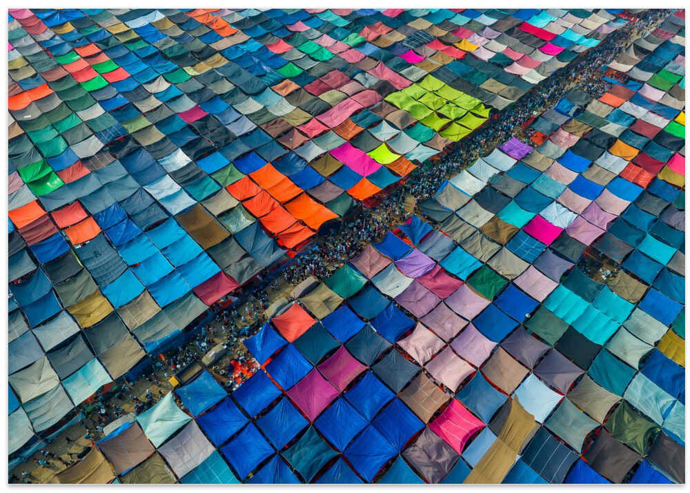 Colorful tents of Muslims congregation