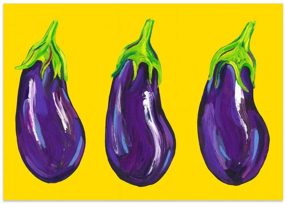 Aubergines On Yellow