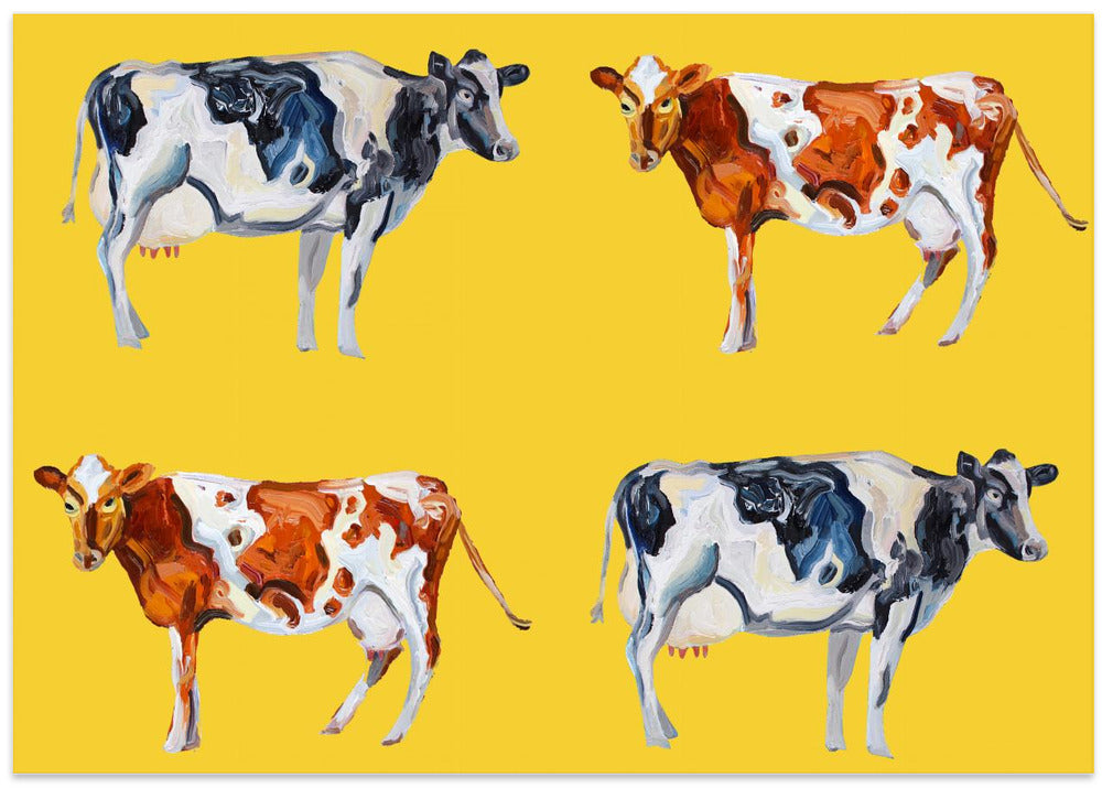Cow Art On Yellow