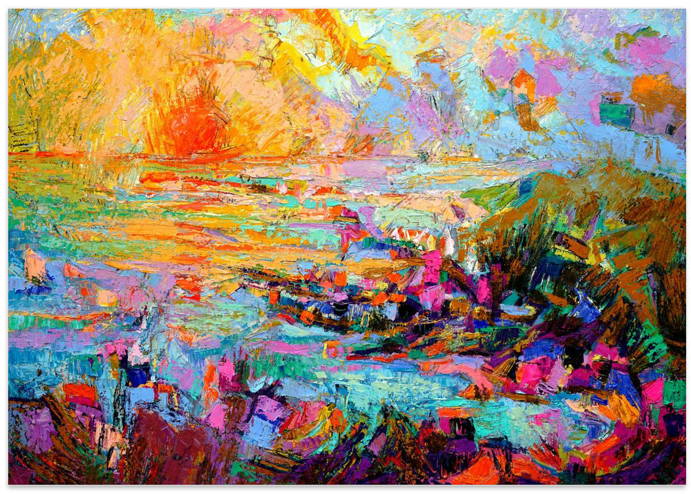 Sunset Over A Vivid Landscape