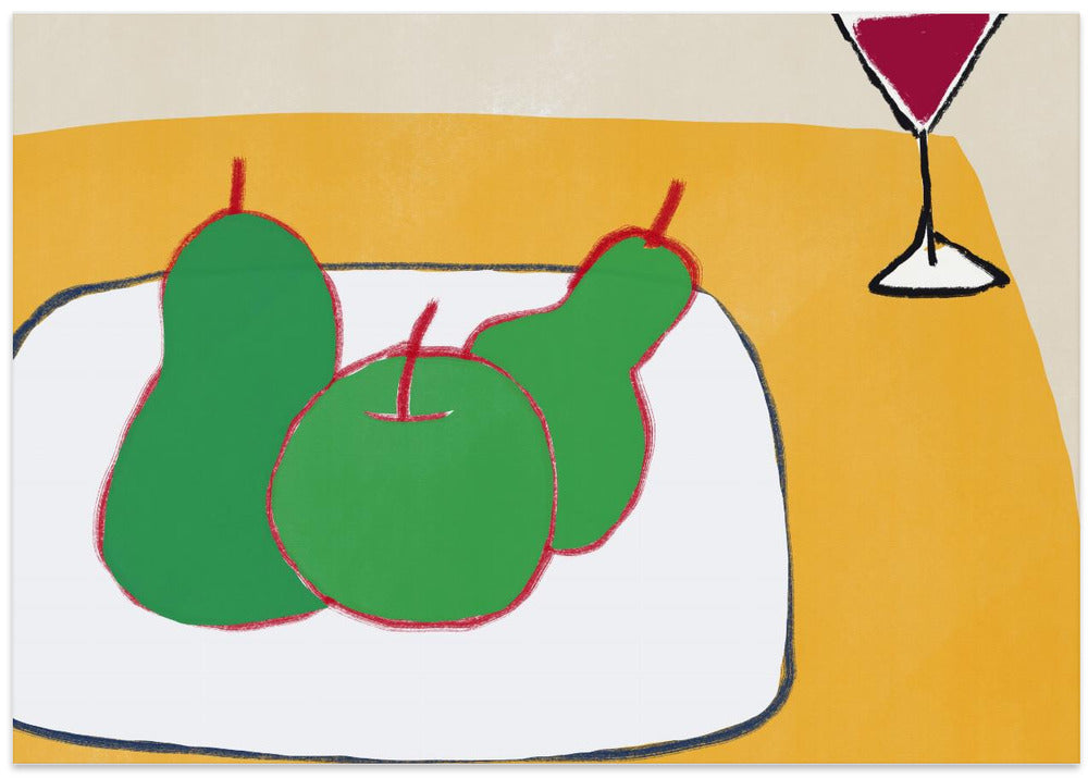 Green pears on the table