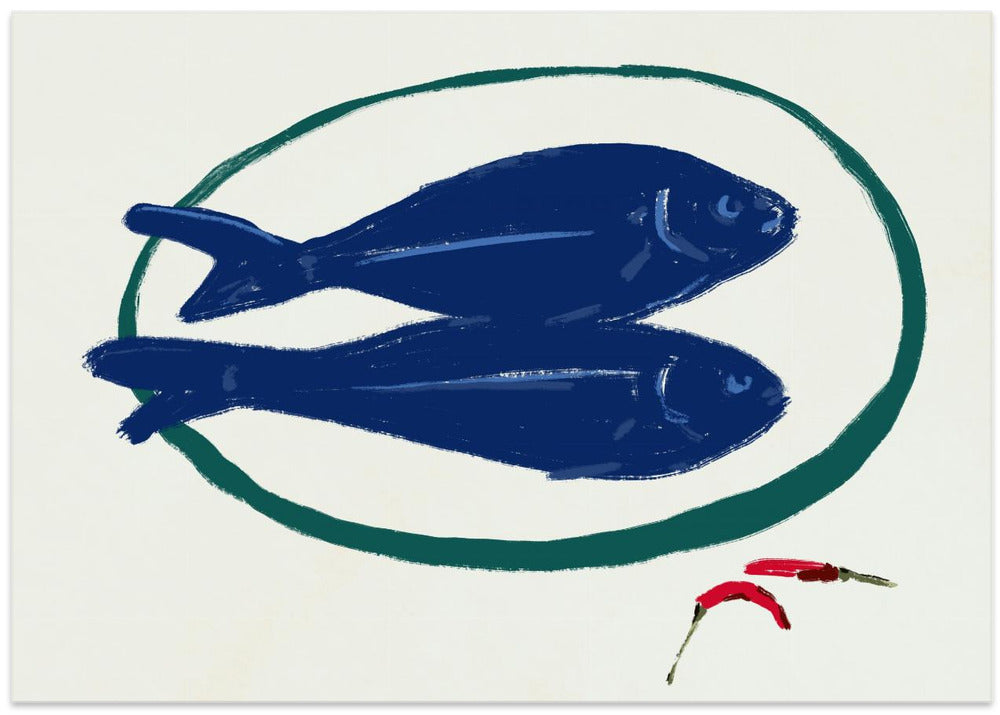 Art Prints of Blue fishes still life