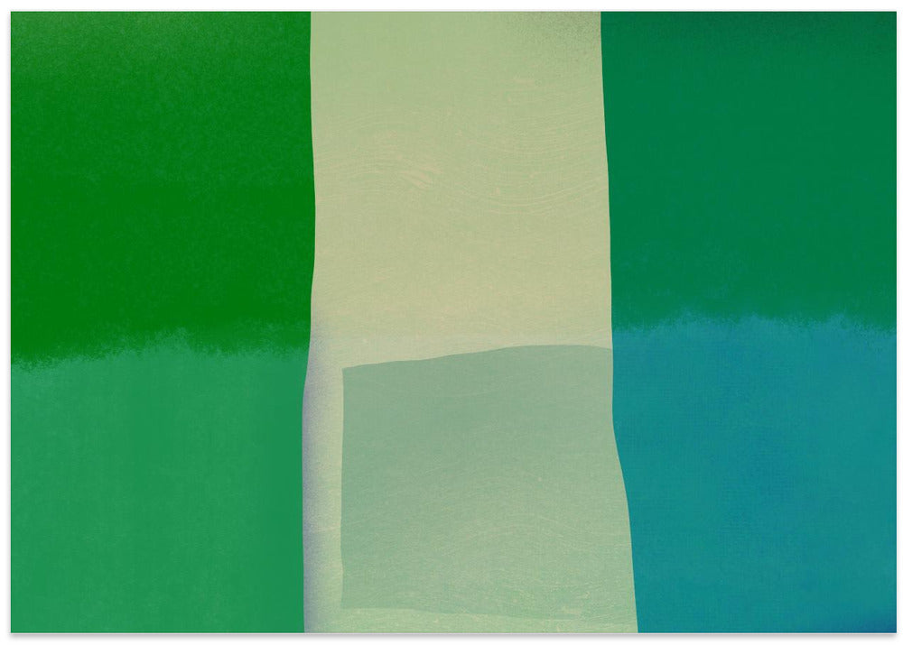 Minimalist Composition With Vibrant Green And Blue Hues