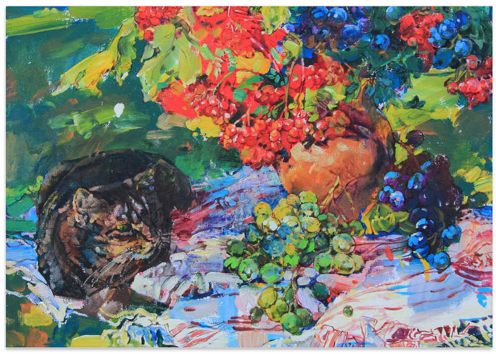 Still life with a cat