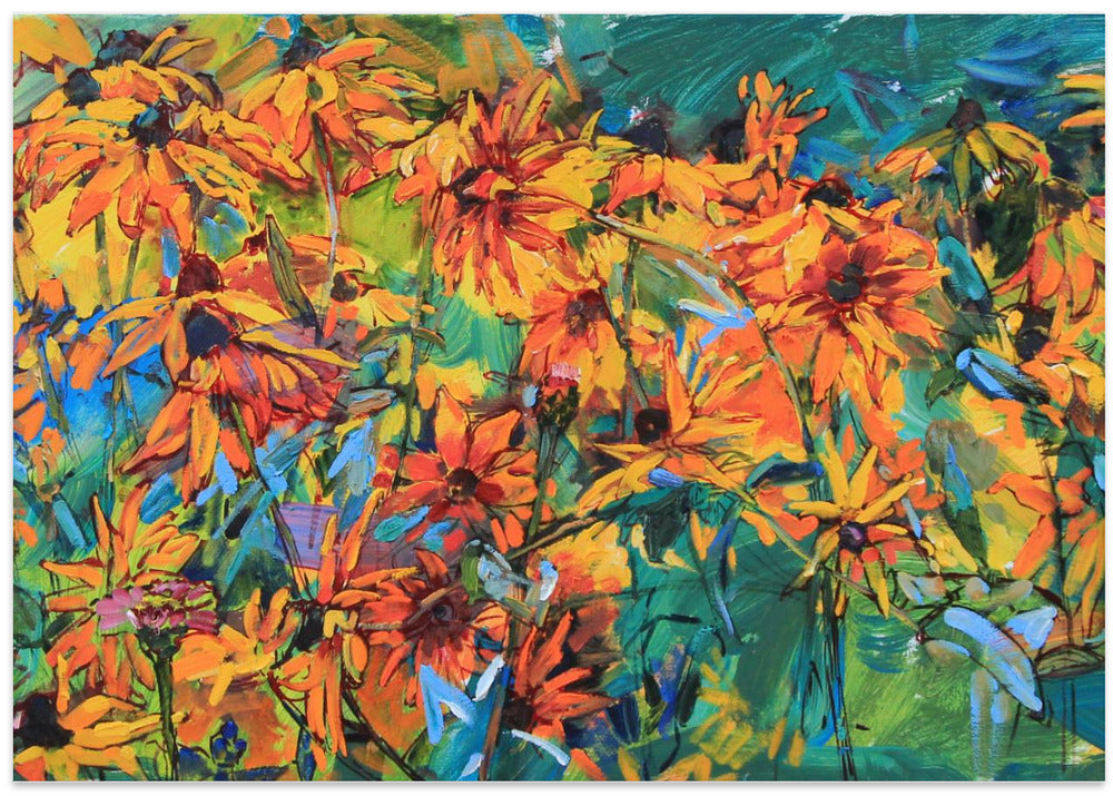 Panorama with yellow flowers