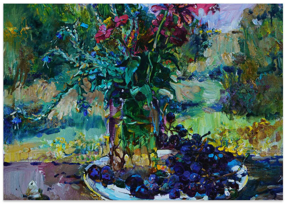 Wildflowers and grapes