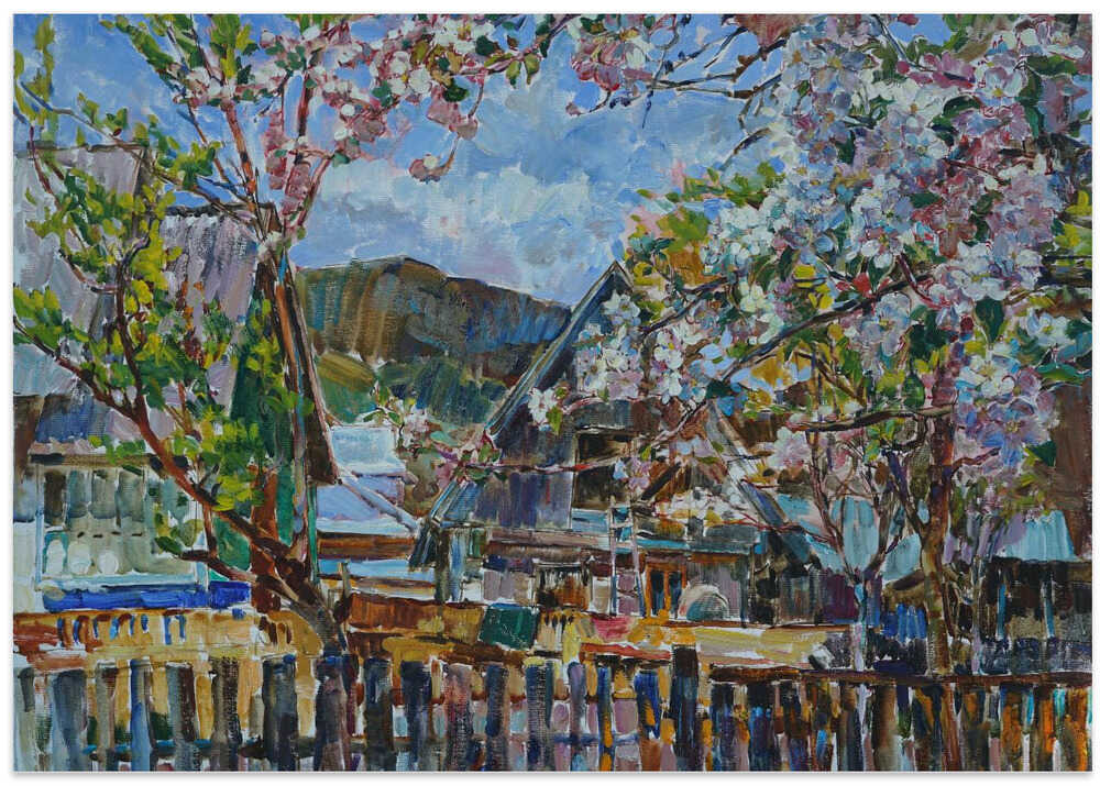 Blooming apple trees