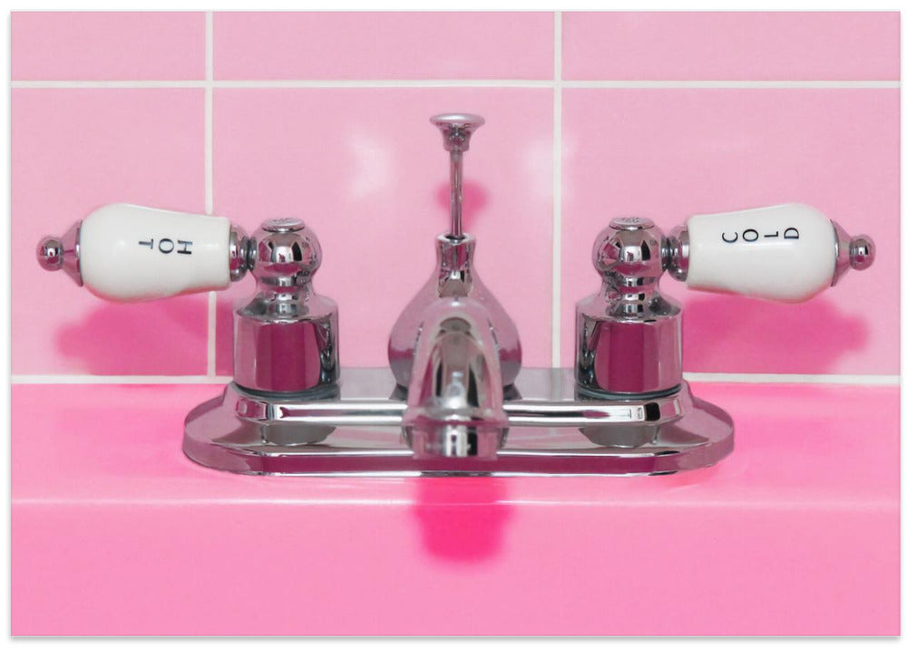 Art Prints of Retro Pink Sink Faucet
