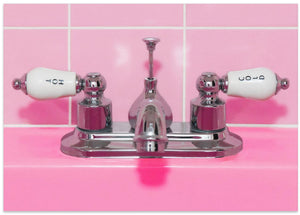 Art Prints of Retro Pink Sink Faucet