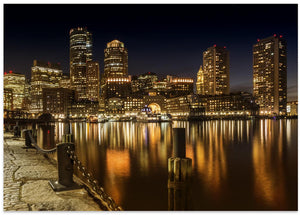 Art Prints of BOSTON Fan Pier Park & Skyline at night