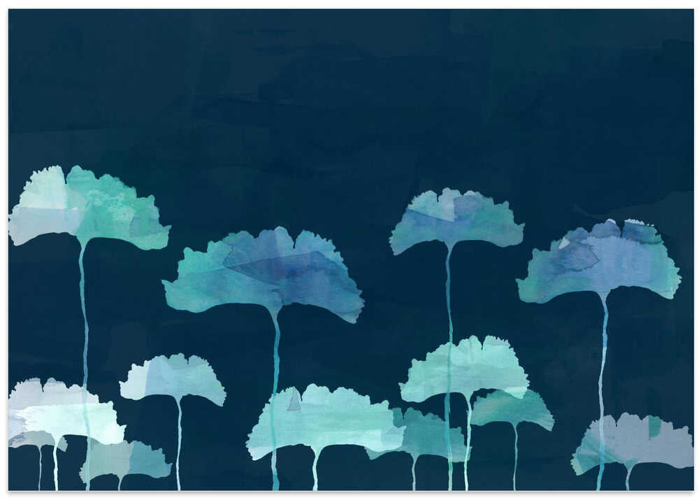 Blue Flowers Silhouette