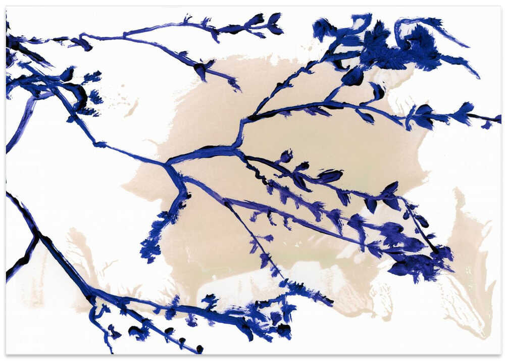 Navy Blue Blossoms On Tree Branches