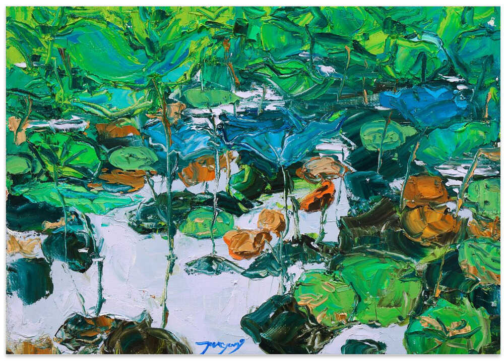 Water Lilies in a Pond