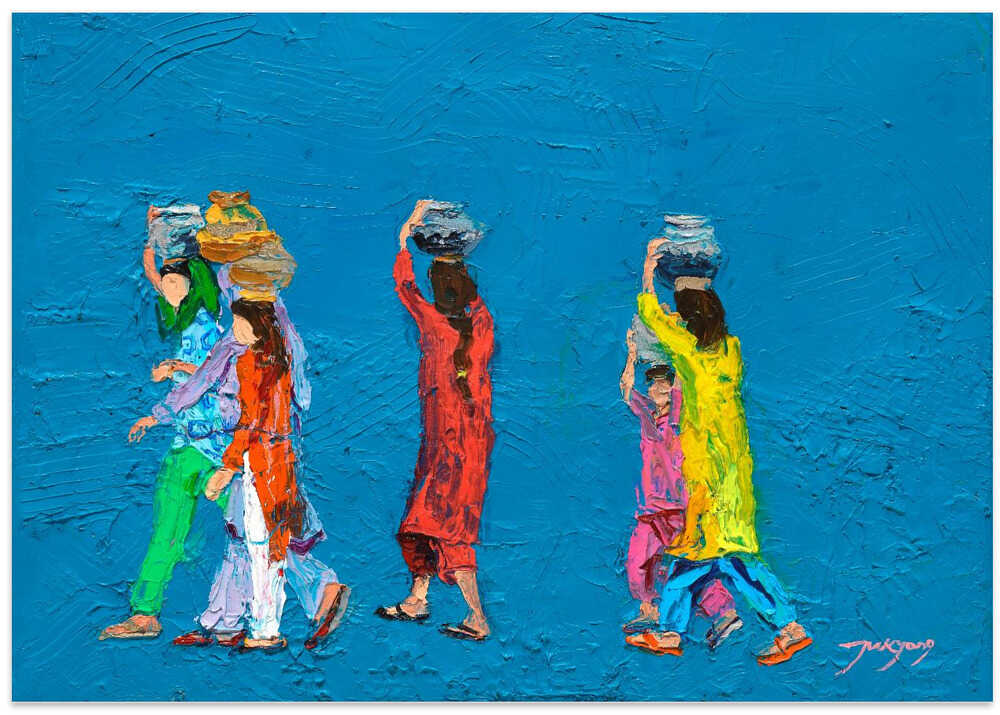 Women Walking With Baskets on Their Heads