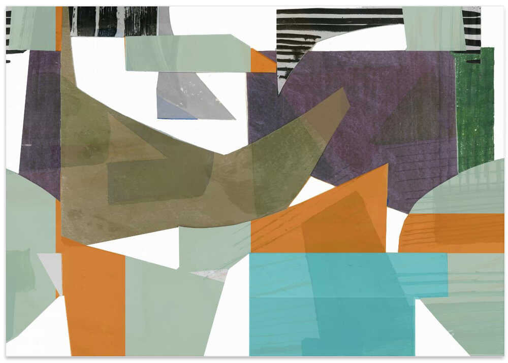 Orange Green and Blue Hues Abstract Hardedge 1