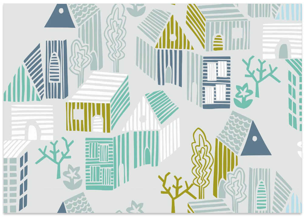 City life neighborhood soft grey pattern