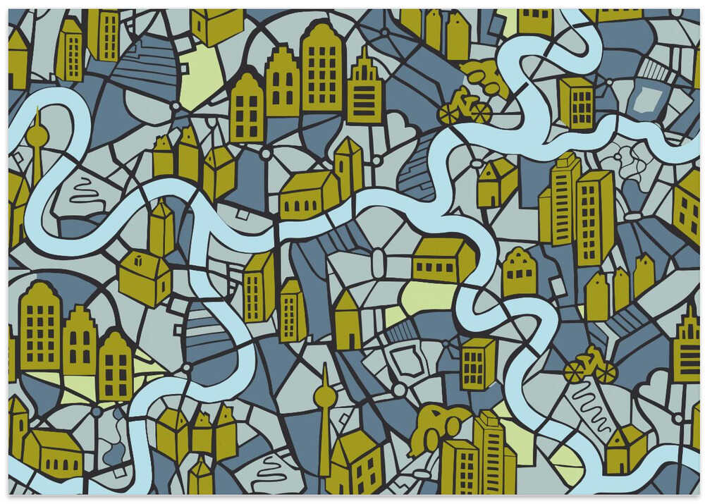 City life map moonless night pattern