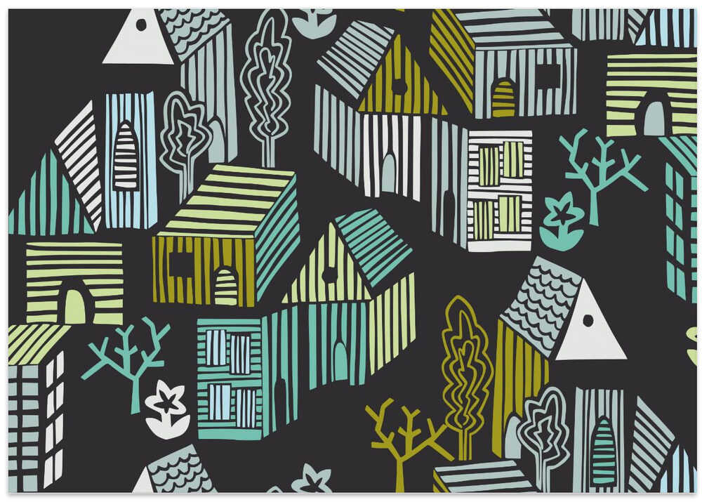 City life neighborhood moonless night pattern