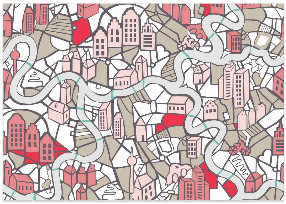 City life map mauve pattern