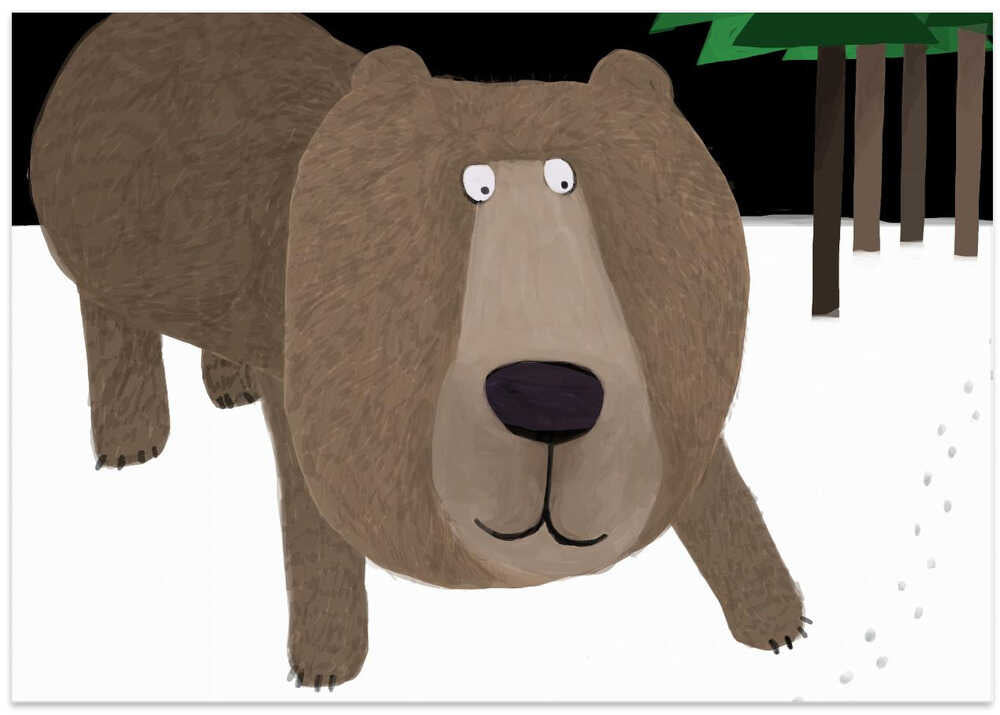 Cute Brown Bear in the Snow by Carla Daly