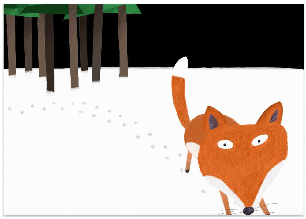 Little Red Fox Running in the Snow by Artist Carla Daly