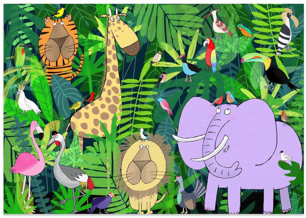 Jungle Animals Deep in the Jungle Foliage by Artist Carla Daly