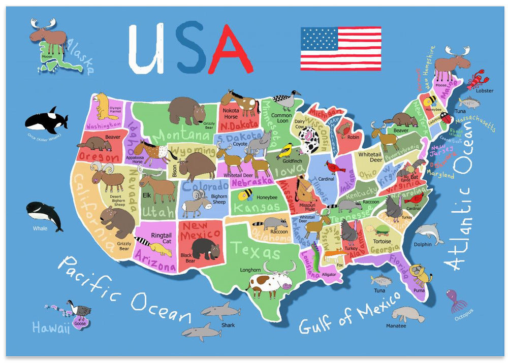 Illustrated Map of United States of America by Carla Daly