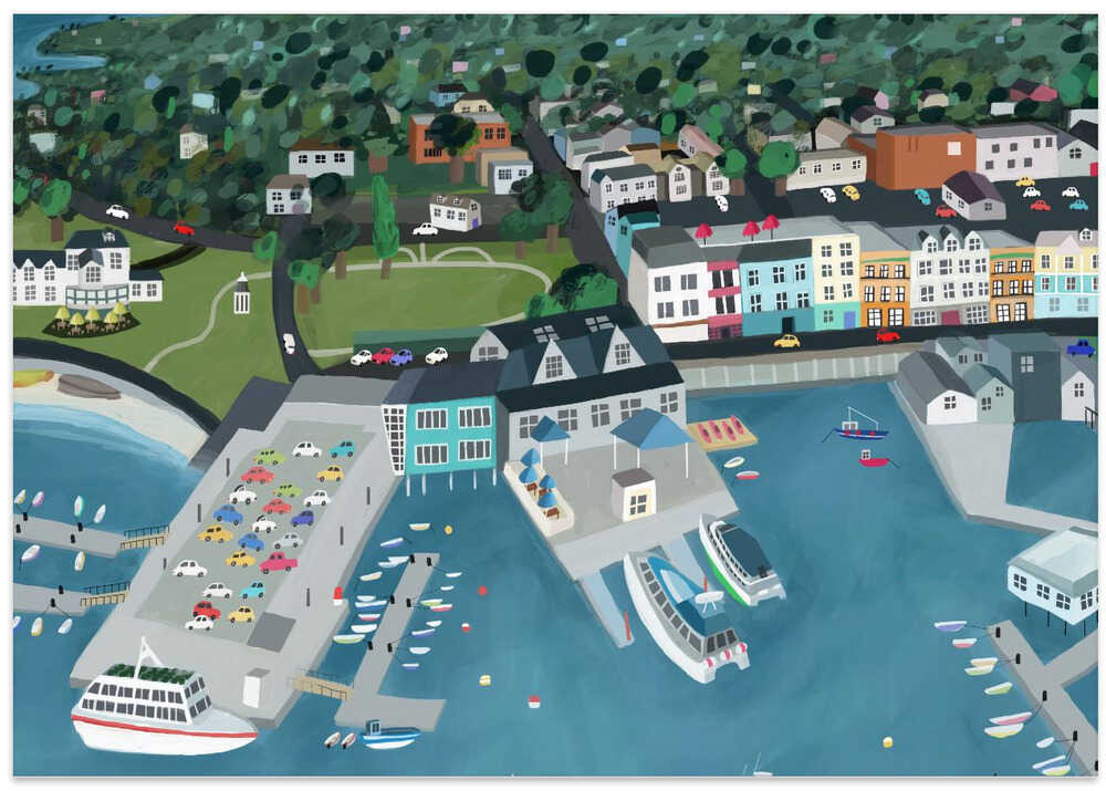 Aerial View of Bar Harbor, Maine, USA by Carla Daly