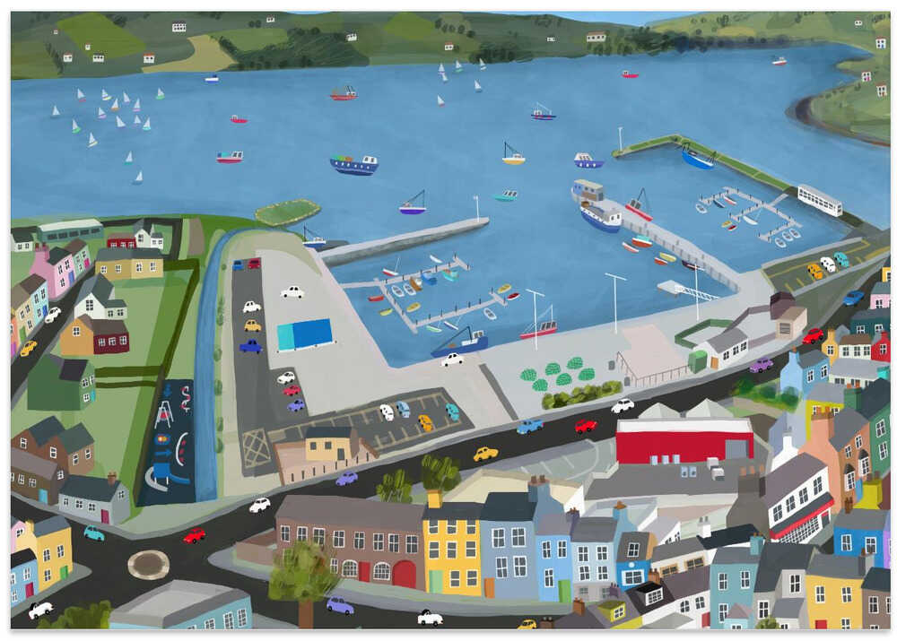 Arial View of Dingle Harbor by Irish Artist Carla Daly