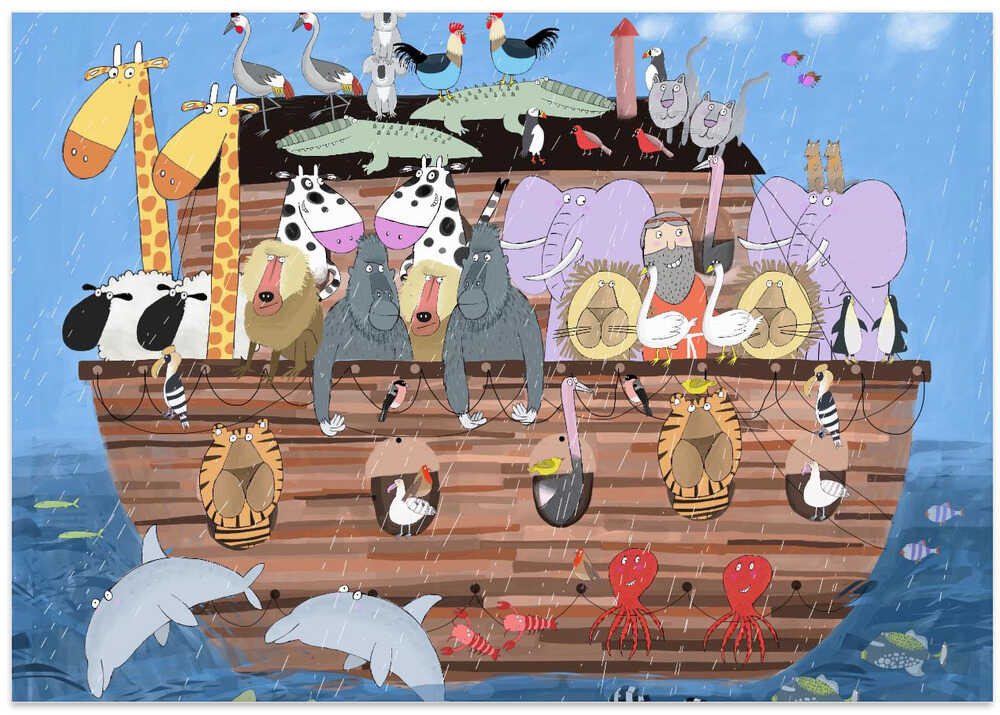Noah's Ark with Cute Animals by Artist Carla Daly