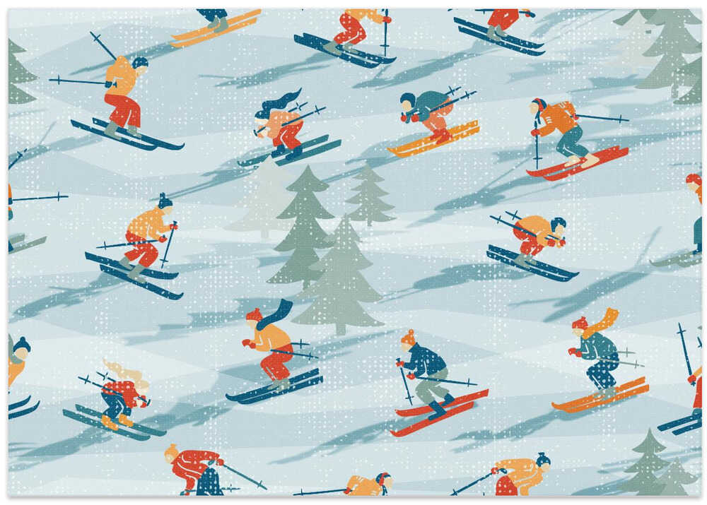 Retro Sportive Ski alpine textured pattern