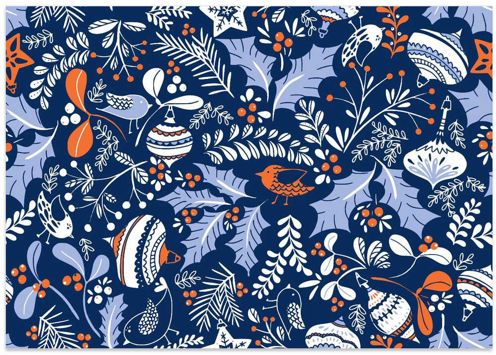 Wonderful ditsy holiday joy blue pattern